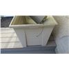 Image 4 : Deck box - top has some weathering on the outside, one end has casters, 47x21x22