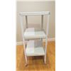 Image 4 : Lightweight metal wheeled cart - 20x15x36 (with wheat design on top) some scuffs, moves freely