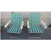 Image 1 : (2) Folding lawn chairs - plastic arms decent shape, webbing good, extra package of webbing - folds/
