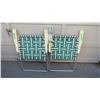 Image 4 : (2) Folding lawn chairs - plastic arms decent shape, webbing good, extra package of webbing - folds/