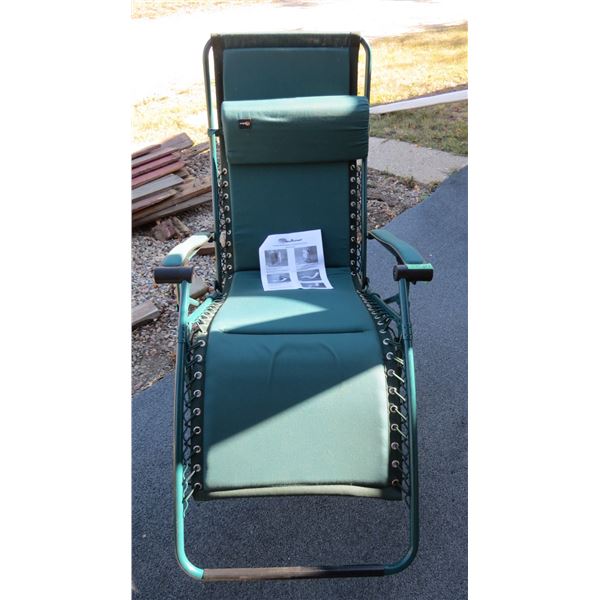 Zero gravity lawn chair (Faulkner - padded arms, memory foam seat) with instruction pamphlet