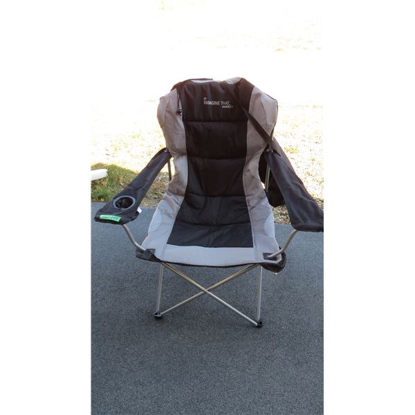 Padded camp chair with storage bag