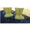 Image 1 : (2) Swivel patio chairs with cushions (cushions have a slight musty odour)