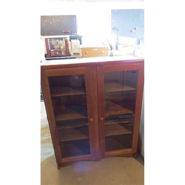 Glass front cabinet - 36x12.5x46 (glass is good, latches well)