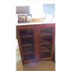 Image 1 : Glass front cabinet - 36x12.5x46 (glass is good, latches well)