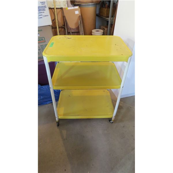 Wheeled metal cart - 24x17x30 (paint peeling on top)