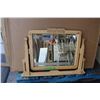 Image 1 : Dresser mirror with (2) wooden frames - (mirror surface 19.5x15 - total 32x23) windowed frame measur