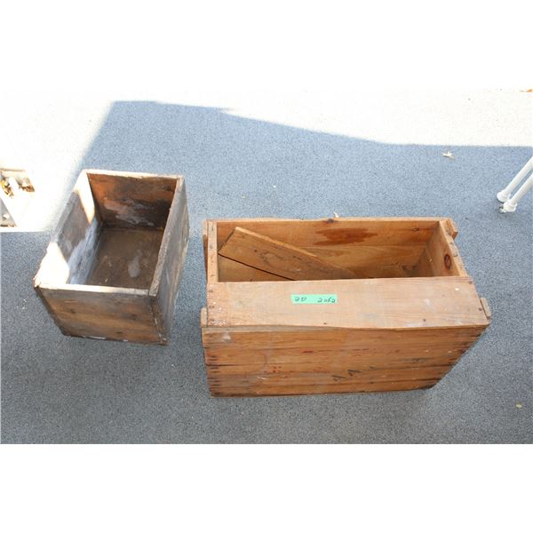 (2) Wooden fruit crates - 18W13D11.5T + 25W13.5D+16T