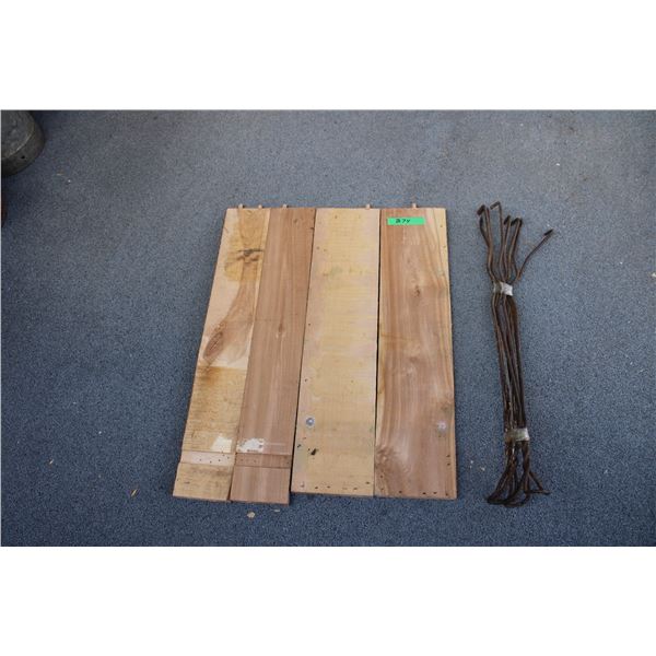 (4) Wood panels + iron stool legs (30" long) - (2 are 30x7x1 + 2 are 31x5x1)