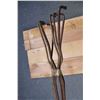 Image 4 : (4) Wood panels + iron stool legs (30" long) - (2 are 30x7x1 + 2 are 31x5x1)