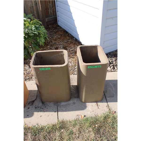 (2) Clay Flue Liner Chimney Pieces (15x11x23)