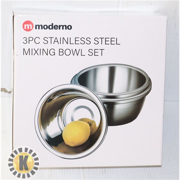 NEW 3PC STAINLESS STEEL MIXING BOWL SET