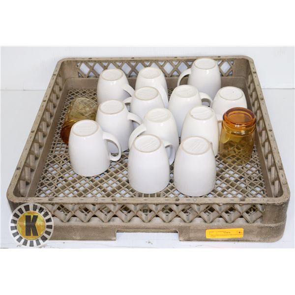 DISH RACK OF CORELLE  BRAND COFFEE CUPS