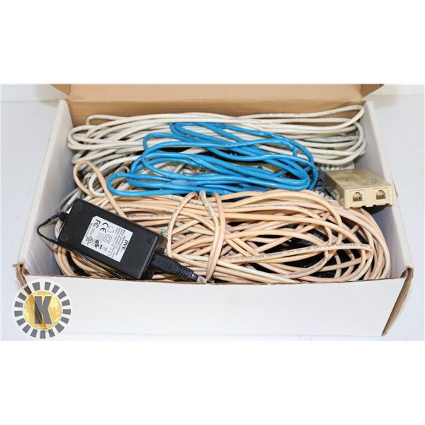 BOX OF ASSORTED CABLES