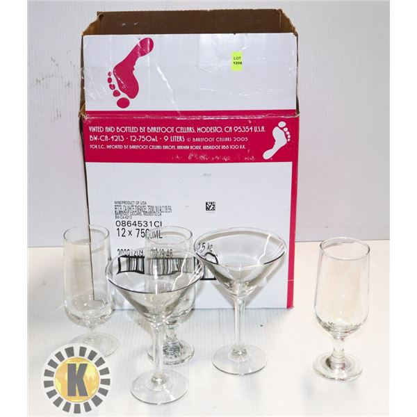 BOX OF ASSORTED STYLE RESTAURANT GLASSWARE