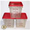 Image 1 : 3 CAMBRO 8 QUART FOOD CONTAINERS WITH LIDS