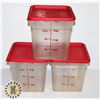 Image 1 : 3 CAMBRO 8 QUART FOOD CONTAINERS WITH LIDS