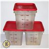 Image 1 : 3 CAMBRO 8 QUART FOOD CONTAINERS WITH LIDS