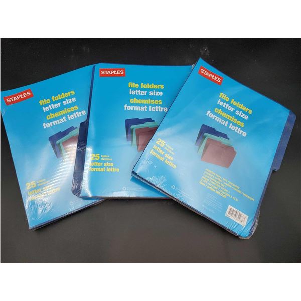 Staples File Folders Letter Size (3 x 25)