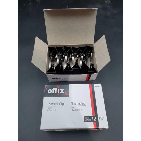 Offix Foldback Clips Black (7/8in x 12 x 2)