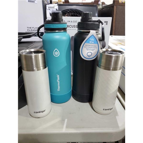 Lot of 2 ThermoflaskÂ 40oz Water Bottles  2 Contigo Coffee Cups - UNTESTED- OPEN/OUT OF BOX - SOLD A