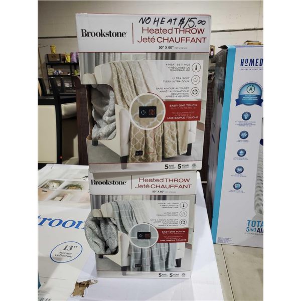 Lot of 2 Brookstone Heated Throws - UNTESTED- OPEN/OUT OF BOX - SOLD AS IS