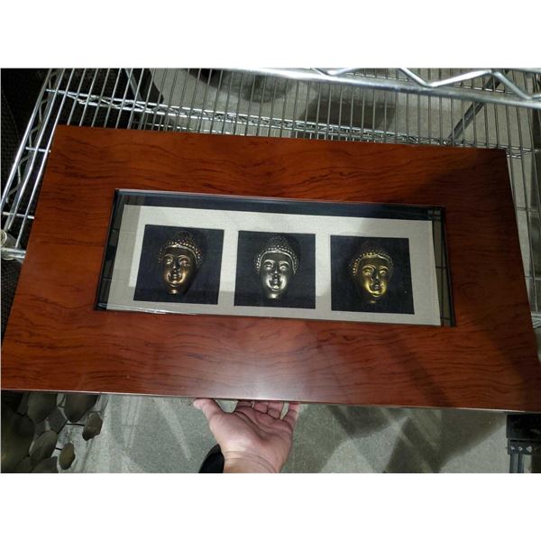 Wooden Framed Buddha Head Wall Decor- OPEN/OUT OF BOX - SOLD AS IS