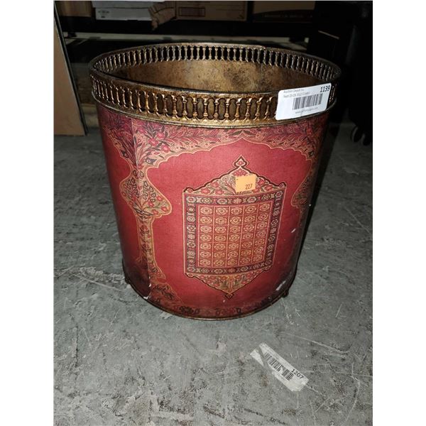 Decorative Metal Small Garbage Can - OPEN/OUT OF BOX - SOLD AS IS