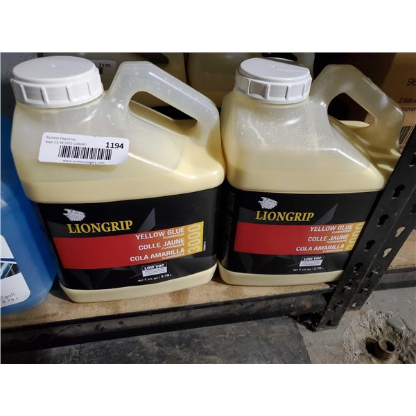 Lot of 2 Liongrip Yellow Glue 2X3.78L