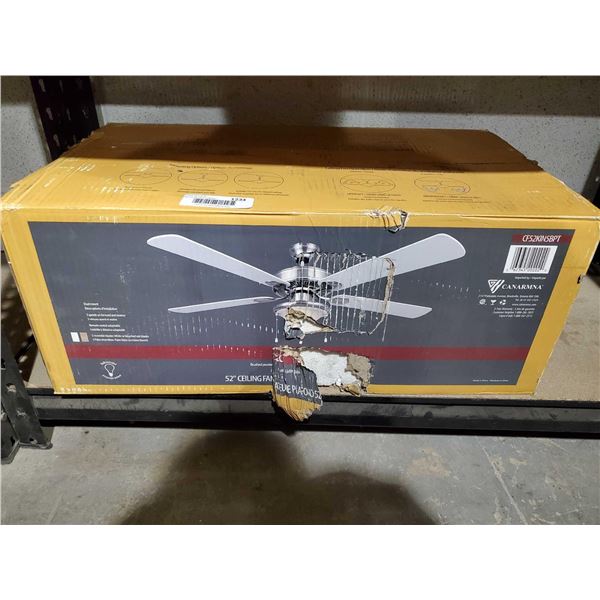 CanarmnaÂ Lighted White Ceiling Fan - UNTESTED- OPEN/OUT OF BOX - SOLD AS IS