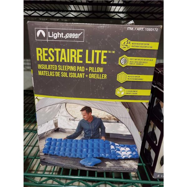 LightSpeed Restaire Lite Insulated Sleeping Pad  Pillow - UNTESTED- OPEN/OUT OF BOX - SOLD AS IS