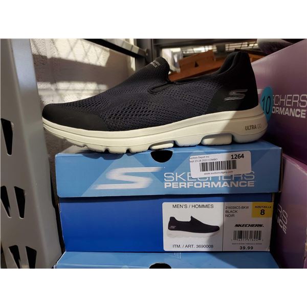 Skechers Mens Size 8 Slip on Runing Shoes - Black - OPEN/OUT OF BOX - SOLD AS IS