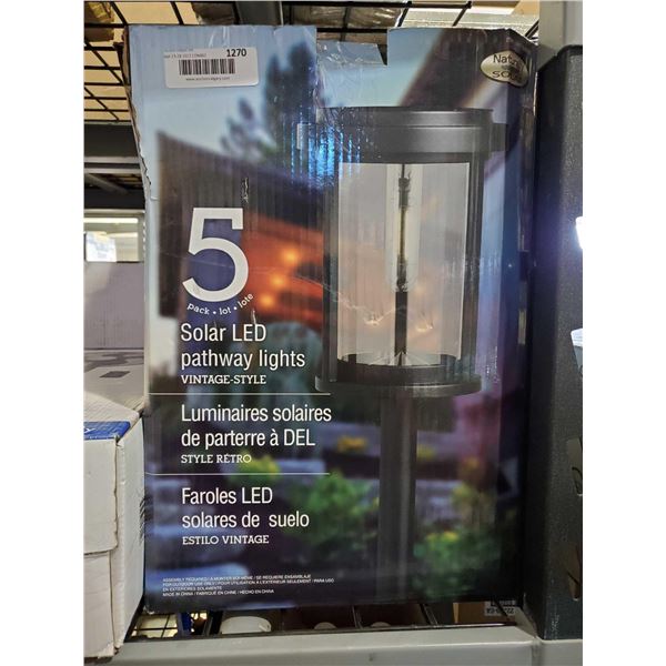 Solar set of 5 LED Pathway Lights - OPEN BOX - SOLD AS IS