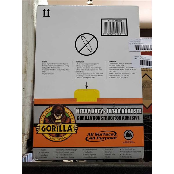 Gorilla Heavy Duty all Surface construction adhesive - case lot of 12 x 266ml