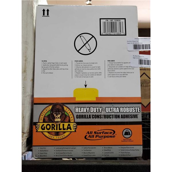 Gorilla Heavy Duty all Surface construction adhesive - case lot of 12 x 266ml