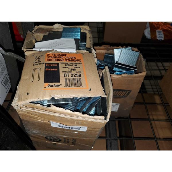 Bulk Lot - PaslodeÂ 1/2 16 Gauge Standard Crown Galvanized Staples DAMAGEDÂ BOX - SOLD AS IS