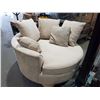 Image 1 : Beige Over sized Round Cuddle Chair with Pillows - OPEN/OUT OF BOX - SOLD AS IS
