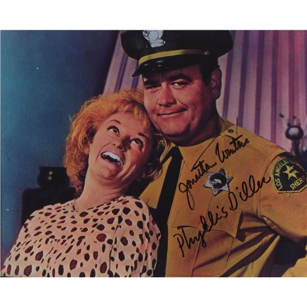 Jonathan Winters and Phyllis Diller signed "Eight on the Lam" movie photo