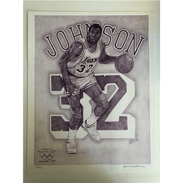 Magic Johnson Original Artwork. Individually Numbered And Artist Signed Print