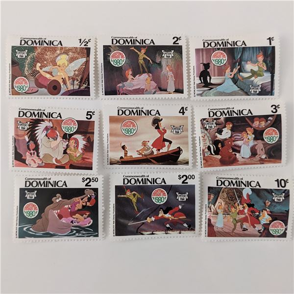 Walt Disney's Peter Pan Stamp Set - Dominica - Christmas 1980