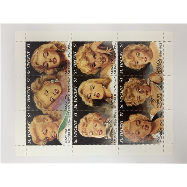 Marilyn Monroe St. Vincent stamp sheet