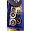 Image 3 : 2 110V SUMP PUMPS, TRAY OF COPPER PIPE STRAPS AND TRAY OF GRINDING DISCS