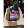 Image 1 : BOX OF AIR TOOLS, WELDING HELMET AND BRAKE PADS