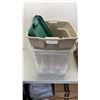 Image 2 : BOX OF CONCRETE MASONARY TOOLS AND 2 STORAGE TOTES