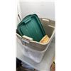 Image 3 : BOX OF CONCRETE MASONARY TOOLS AND 2 STORAGE TOTES