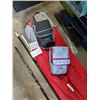 Image 2 : 2 FOLDING CHAIRS AND 2 COOLERS WITH 2PAINT STICKS AND SHELF BRACKETS