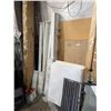Image 1 : LOT OF CUSTOMIZABLE METAL SHELVING: 28" X 36" SHELVES (6), 80" POSTS (8), 22" SQUARE POLES (16),  37
