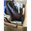 Image 8 : 4 BOXES OF ESTATE GOODS, PALLET SECURITY WRAP, GOLF BAG COVER, GLASS TRAYS, PAPER SHREDDER