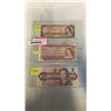 Image 1 : LAST 3 ISSUES CANADIAN $2 BILL - ELIZABETH II - 1954, 191974, 1986