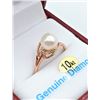 Image 2 : 10KT. ROSE GOLD 7MM NATURAL AKOYA PEARL & DIAMOND RING, W/A $1660.00, SIZE 6.5